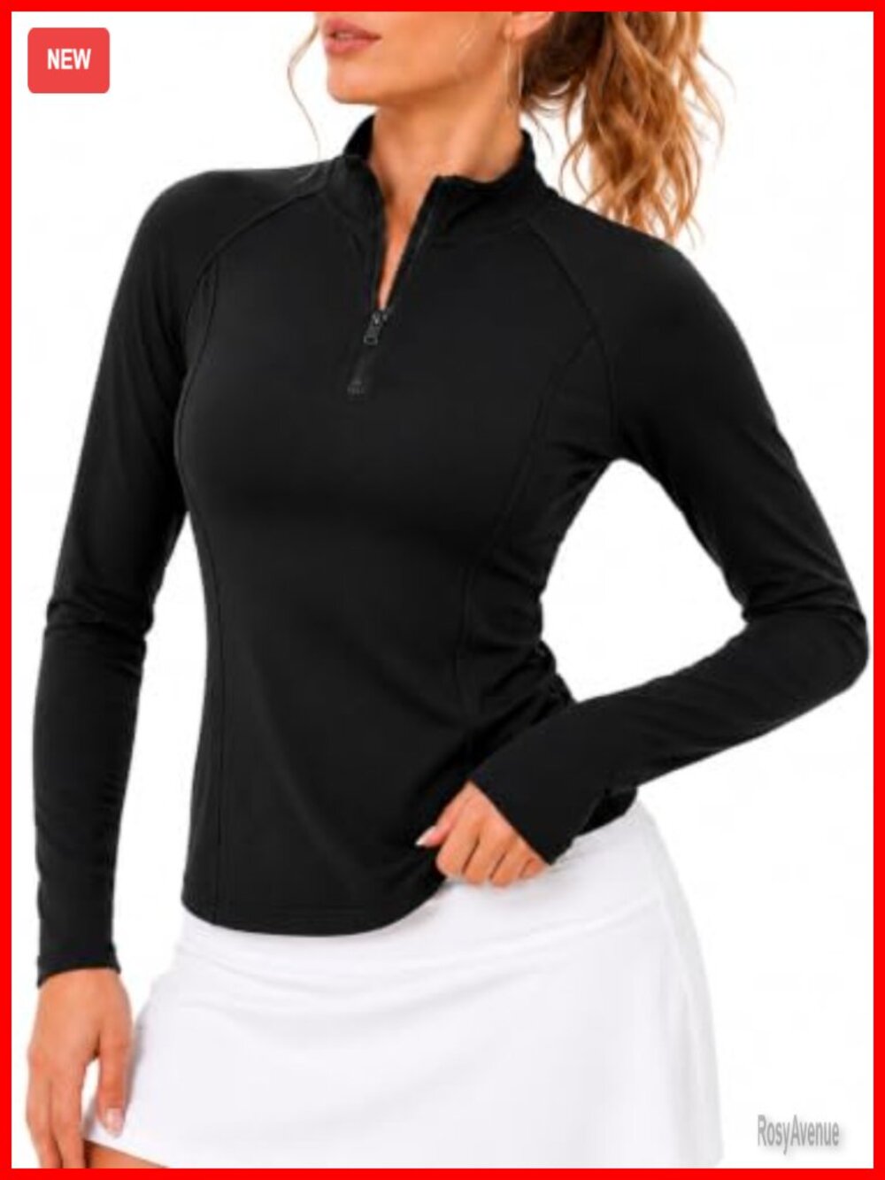 Women Half Zip Pullover Mock Neck Slim Fit Workout Athletic Top